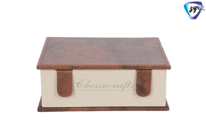 Chess Storage Box Book Style For Chess pieces upto 4.2" King chessmen set- Handmade brown Leatherette / Christmas Gift/ Chess Gift