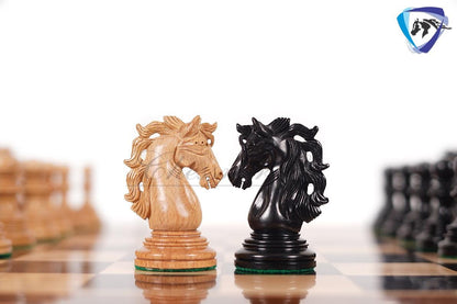 4.4" Staunton Ebony wood & German Wood(rare) Luxury Chess pieces Set- KENNEDY-JFK - Triple Weighted 2 Extra queens