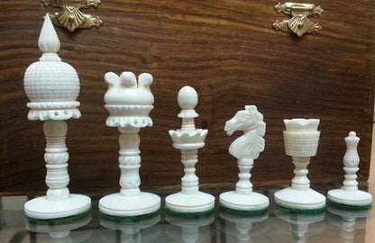 3.5" Camel bone chess set Dome hand carved chess pieces with Inlaid art work designer foldable Chess Board Set 14 Inches
