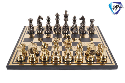 14" Metal Chess Board Set Staunton design 3.25" chess pieces with chess board.