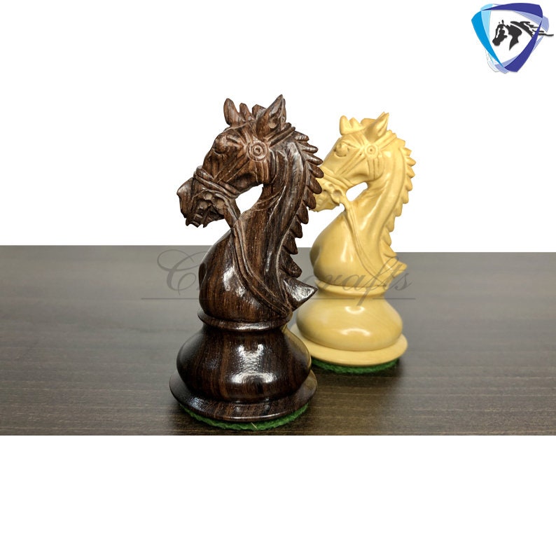 4.5" Rosewood staunton chess pieces set BRIDLE SERIES Weighted w/ extra queens.