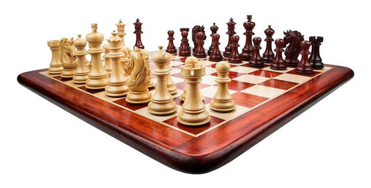 COMBO of 4.5" Luxury Staunton Bud Rosewood & Boxwood Chess pieces Set- Alexander Series - Triple Weighted  + 21" Bud Rosewood Chess board.