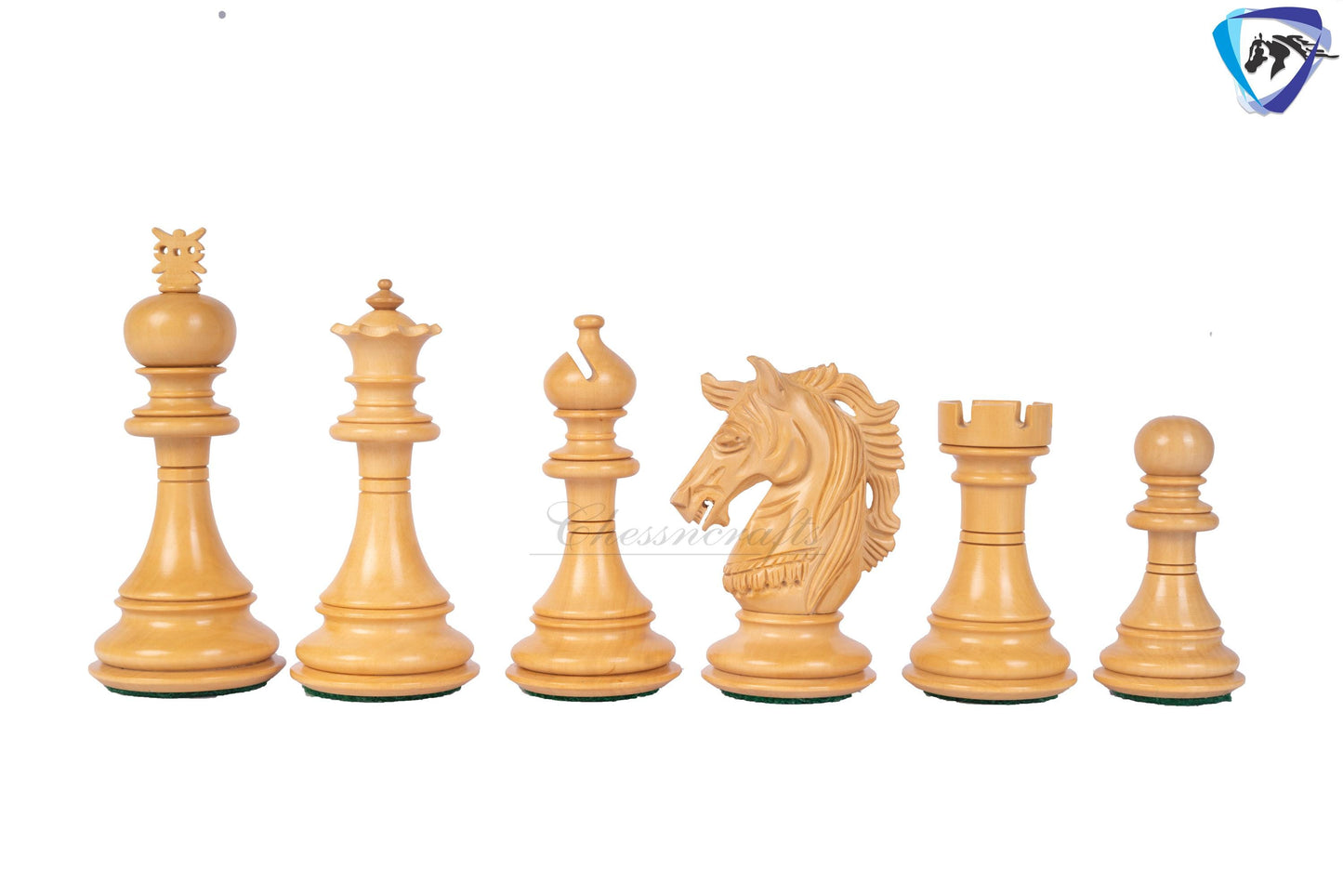 4.5" Luxury Staunton Rosewood & Boxwood Chess pieces Set- Alexander Luxury- Triple Weighted + 21" Rosewood Chess Board + Leather Storage Box