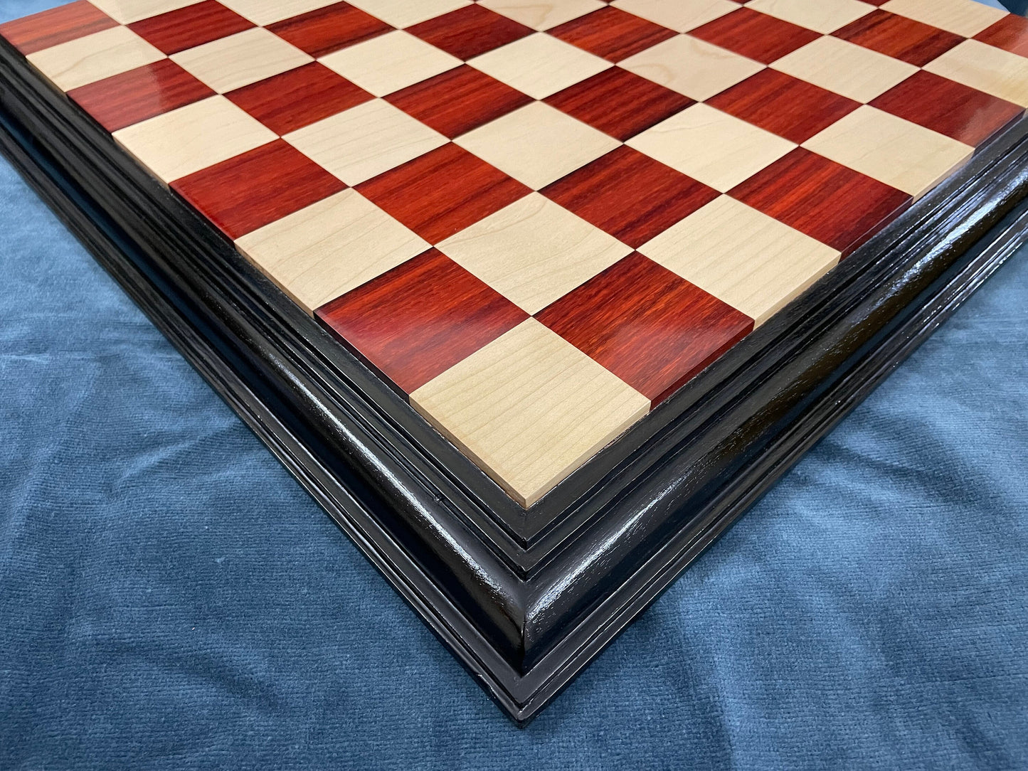 23" & 21" Bud Rosewood chess board STEPS BORDER ELEVATED Super fine smooth polish. Exclusive unique grain padauk wood