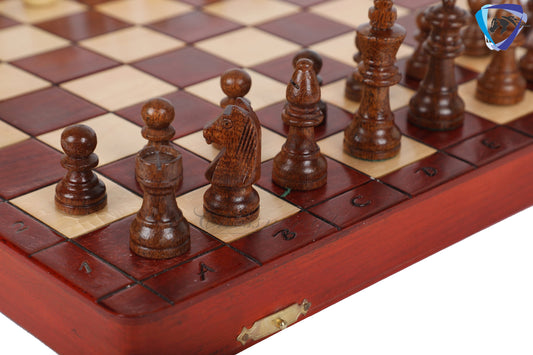 12" Folding Bud Rosewood Magnetic Travel Chess Bord set with Extra Queens-Notations & Leather bag | Storage | Chess Gift| SALE