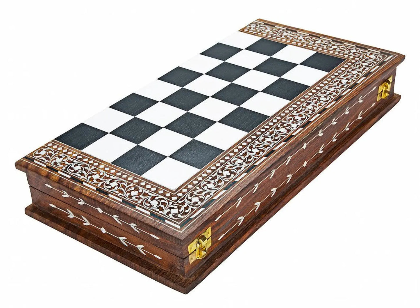 16" Inlay art work handmade Solid Golden Rosewood folding chess board