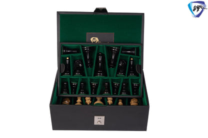 1950 Fischer Dubrovnik Ebonywood chess pieces set King-3.8" + 21" Ebonywood chess board(SQ:55MM) + Leather Storage box-Luxury