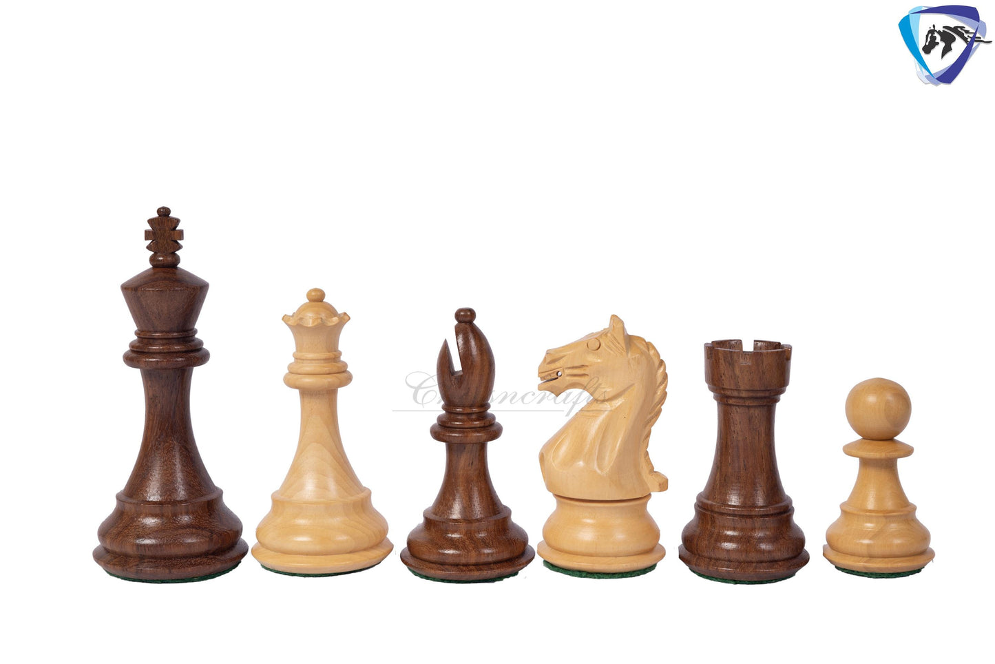 4" Fierce Knight Staunton Chess pieces Set in Golden Rosewood + 21" Golden rosewood(sheesham) Chess Board + Solid wood chess Storage Box
