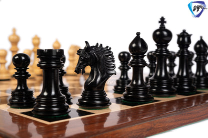 4.5" Luxury Staunton Ebonywood Chess pieces Set- PRISTINE Luxury- Triple Weighted + 23" Ebonywood Chess Board SQ:60mm + Leather Storage Box
