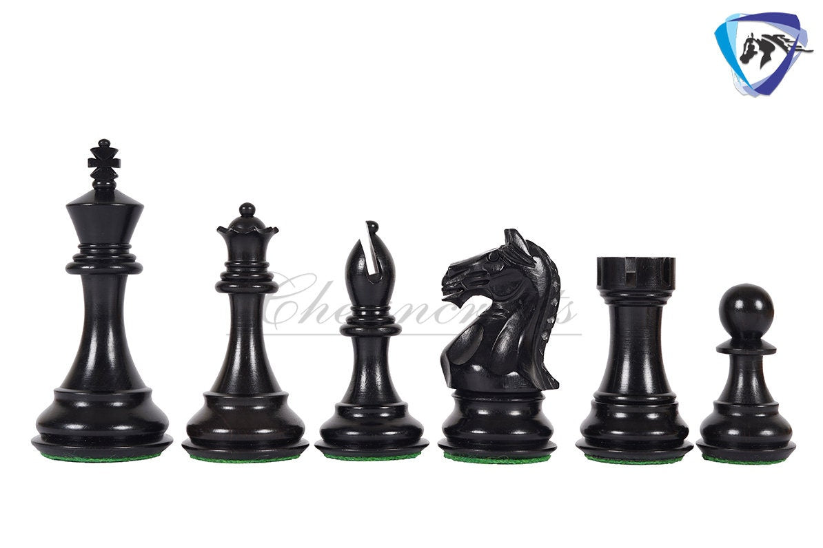 4" Staunton Ebonywood Chess pieces Set-Fierce Knight-Weighted-2 Extra queens- 19" Ebony wood Chess Board + Leather Storage Box COMBO