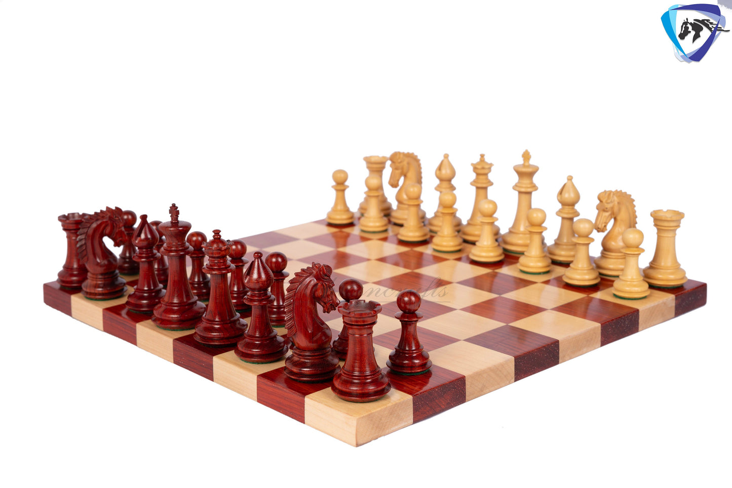 3.75" Staunton Bud Rosewood Chess pieces Set- THE ADVENT series + 50mm Borderless solid Budrosewood chess board + Leather storage box