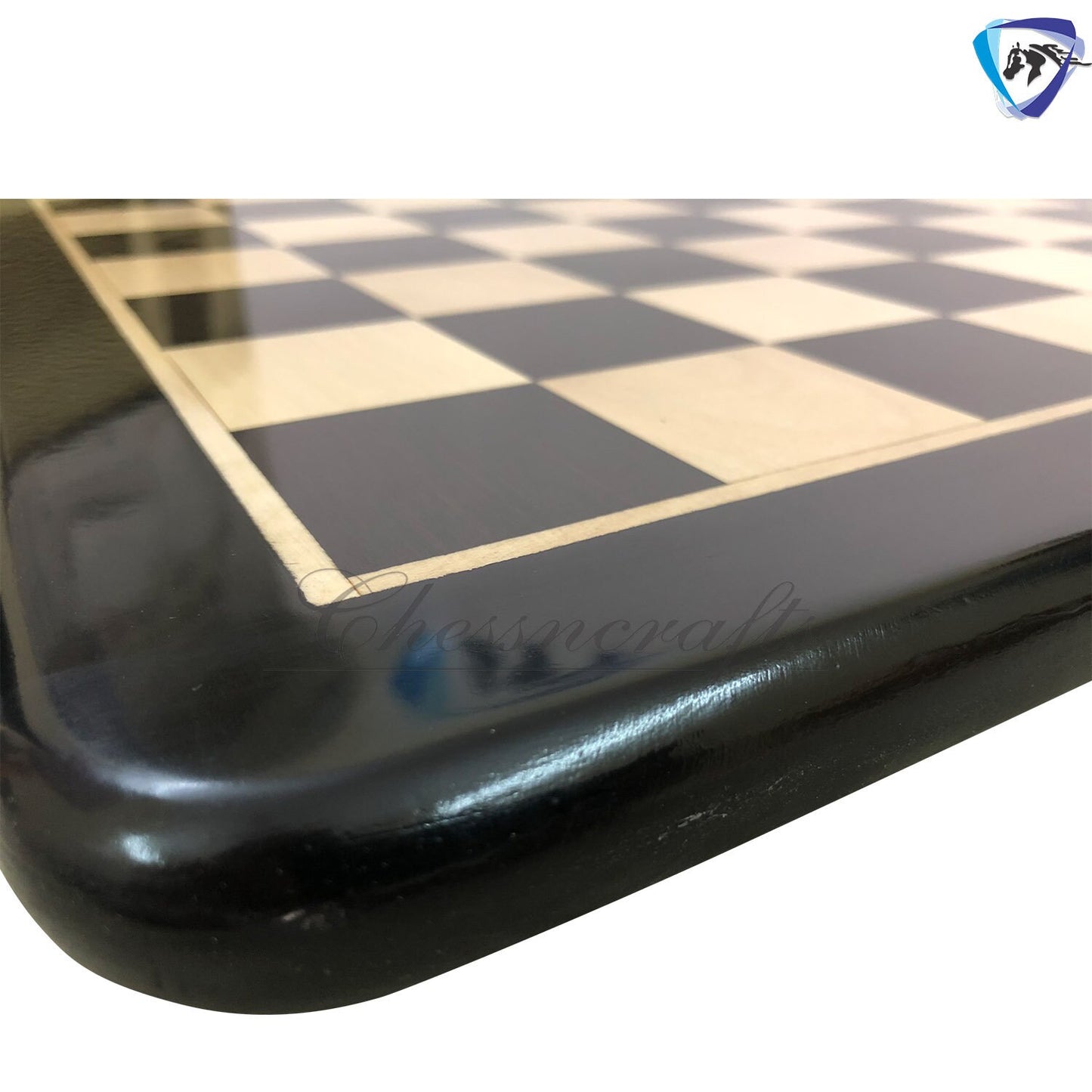 19" Ebony wood chess board rounded corners and edges Super fine lacquered polish-IMPERFECT CHESS BOARD- minor imperfections- special offer