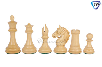 4.2" Ebonywood Staunton Chess Pieces Set - EXCALIBUR- Weighted + 21" Ebonywood look chess board + Leather storage box.