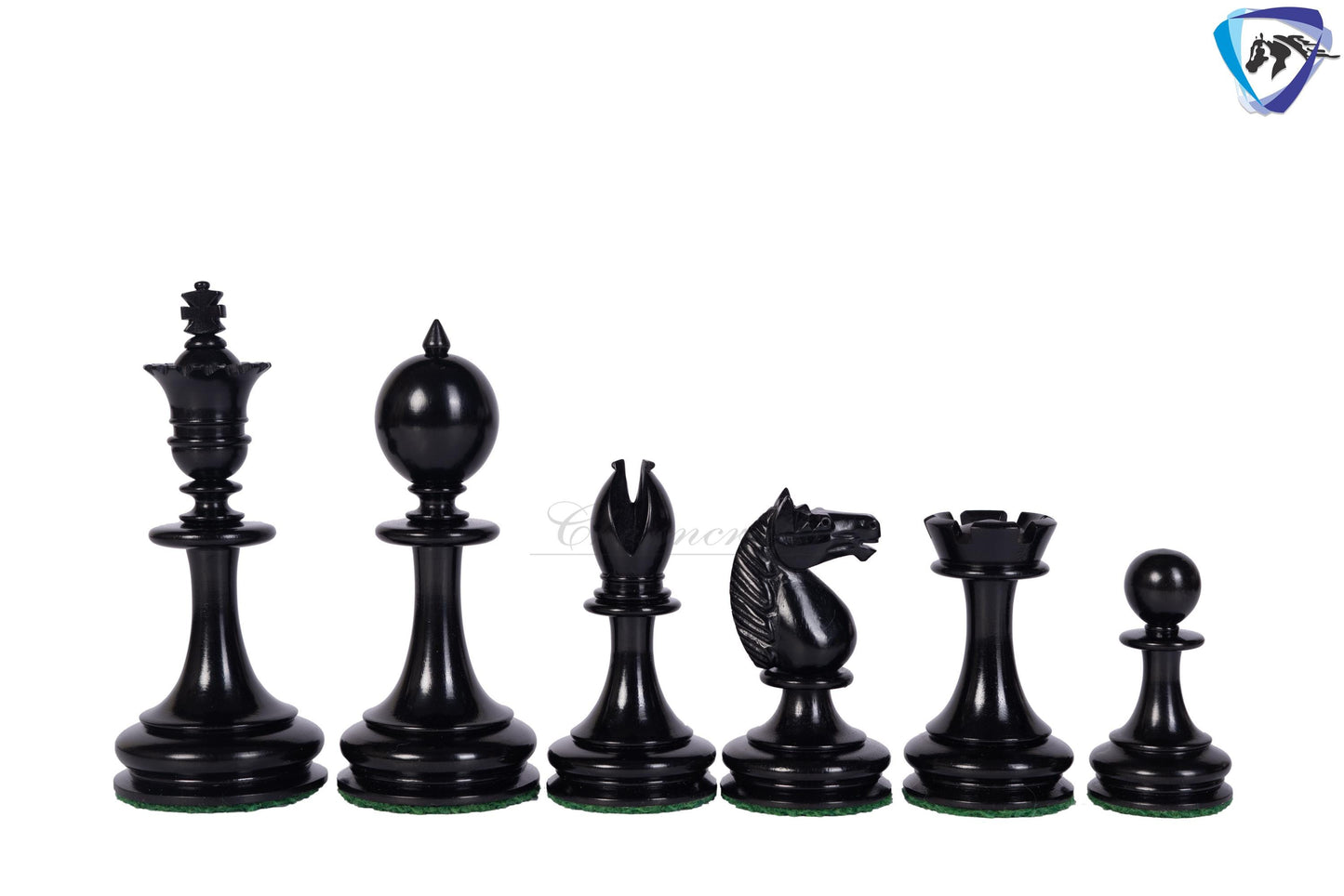 3.5" William Hallett 1860 London Reproduced Chess Pieces Set in Ebony Wood + 19" Ebonywood chess board(51mm sq) + Leatheret Storage box