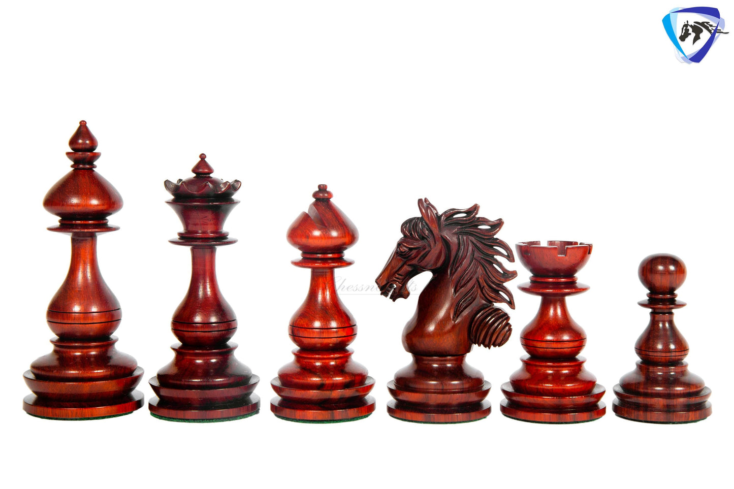 4.5" Staunton Bud Rosewood Chess pieces Set- WILD STALLION + 21" Bud Rosewood Chess Board STEPS Border  + Leatherette storage Box.