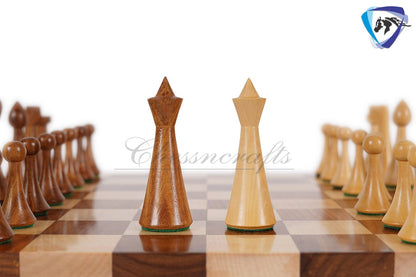 COMBO of 3.75"  Rosewood chess pieces set-Minimalist Hermann ohme & 15.7" (sq:50mm) Borderless solid Golden rosewood chess board Handmade.