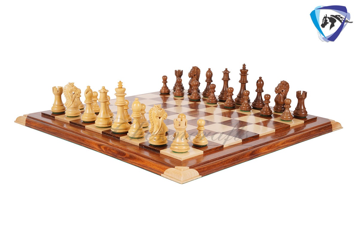 4" Rosewood Staunton chess pieces set BRIDLE SERIES Weighted + 21" Luxury Sheeshamwood Chess board
