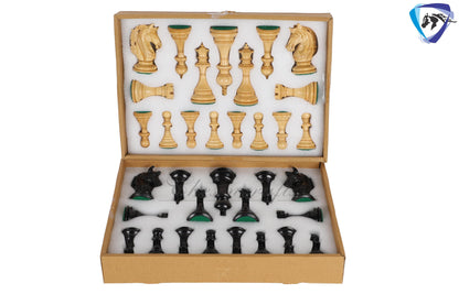 4.5" Luxury Staunton Ebony wood & Boxwood Chess pieces Set- Alexander Luxury- Triple Weighted 2 Extra queens- ONLY CHESS PIECES
