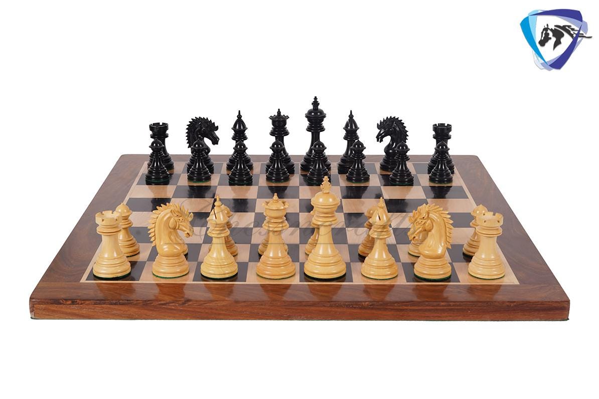 4.5" Staunton Ebonywood Collector Chess pieces Set- CYRUS Luxury- Heavy Weighted 2 Extra queens- 4Q