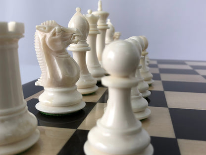 1849 Reproduced COOKE JACQUES chess Pieces set Camel Bone Staunton king 3.75" hand carved unique collector vintage chess pieces
