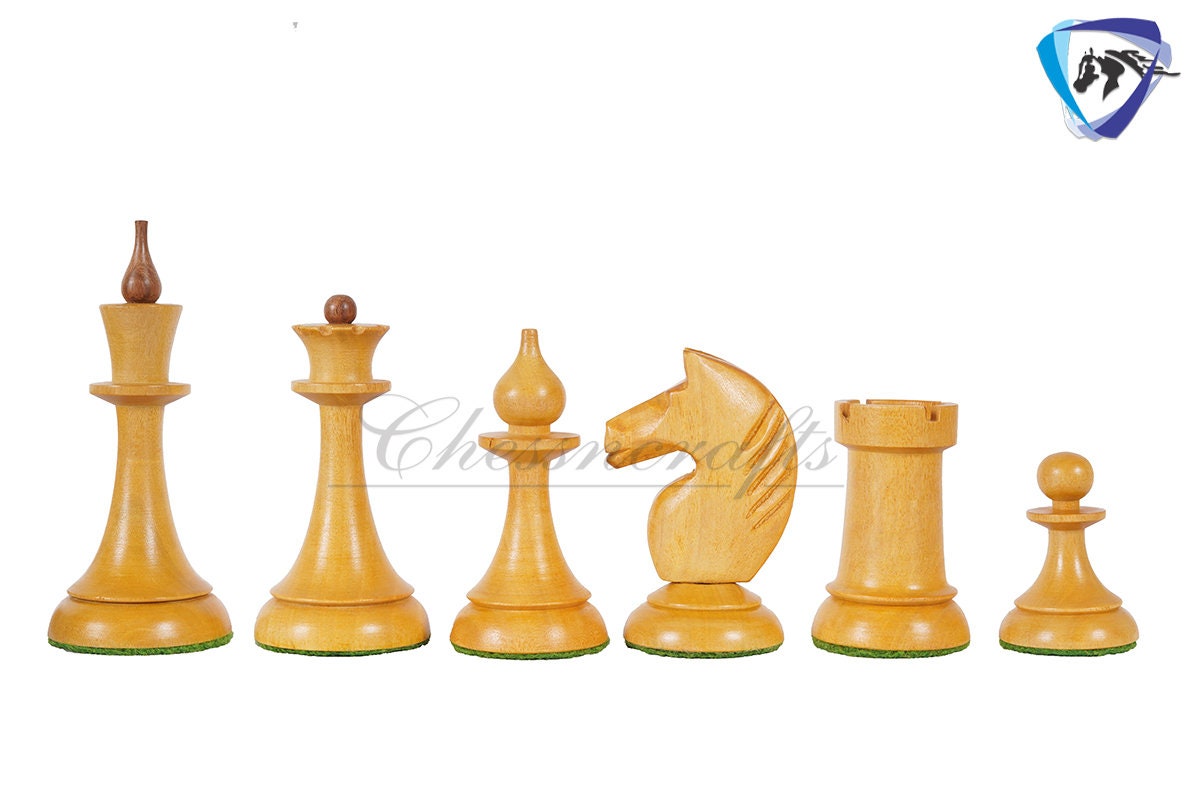 Soviet(Russian) Latvian Chess Pieces Set-1950 in Golden Rosewood Reproduction chess pieces + 21" Drueke Chess Board Sheeshamwood