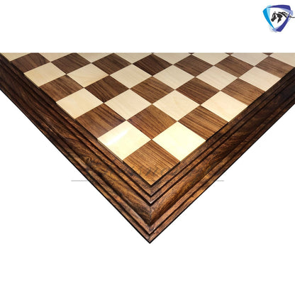 21" wooden chess board Rosewood(sheesham) STEPS BORDER ELEVATED Super fine smooth polish.