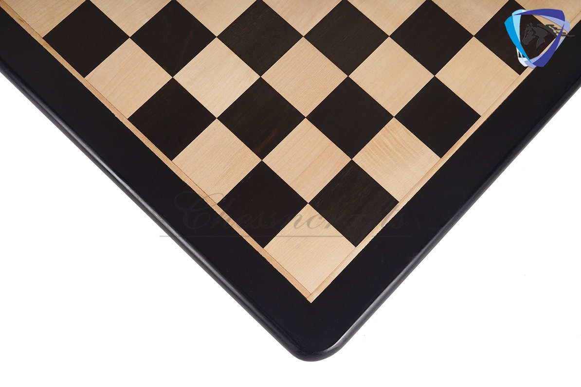 19" Ebony wood chess board rounded corners and edges Super fine lacquered polish-IMPERFECT CHESS BOARD- minor imperfections- special offer