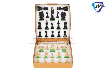 4" Russian Zagreb Chess Pieces Set in Ebonized Boxwood - Weighted  2 Extra Queens Reproduced