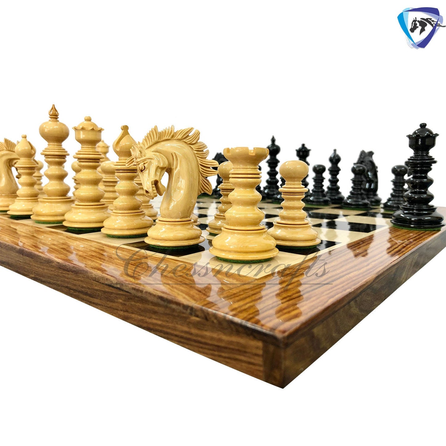 4.4" Staunton Ebony wood / Bud Rosewood Chess pieces Set- St. Petersburg-Savano Luxury Artisan Series- Heavy Weighted 2 Extra queens