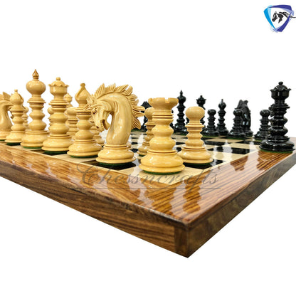 4.4" Staunton Ebony wood / Bud Rosewood Chess pieces Set- St. Petersburg-Savano Luxury Artisan Series- Heavy Weighted 2 Extra queens