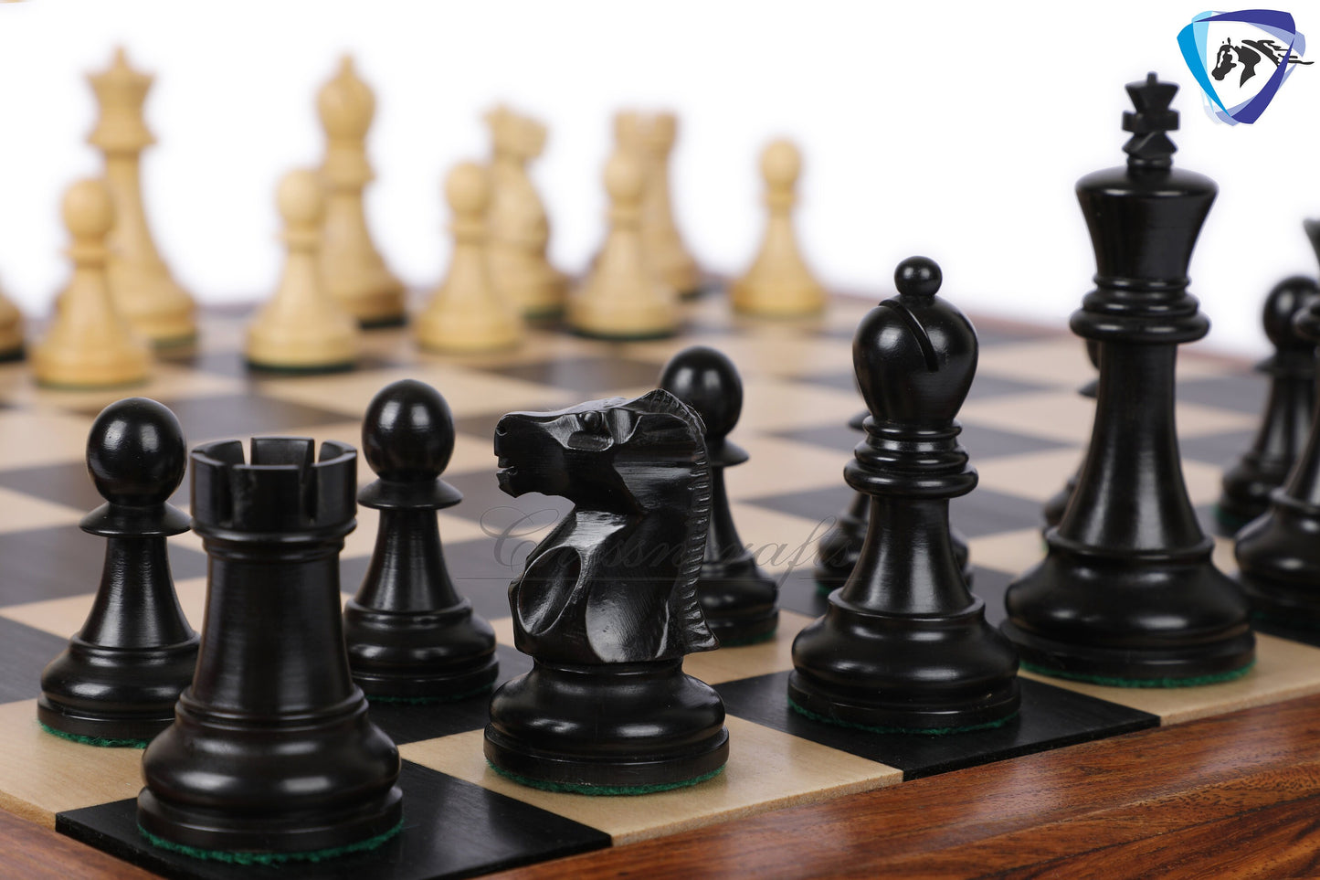 3.75" Fischer-Spassky Chess Pieces set in  Ebonized Boxwood 1972 World Championship Chessmen - Weighted -2 Extra queens 4Q| chess gift|