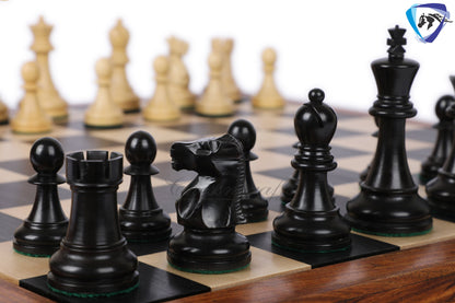 3.75" Fischer-Spassky Chess Pieces set in  Ebonized Boxwood 1972 World Championship Chessmen - Weighted -2 Extra queens 4Q| chess gift|