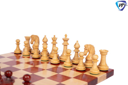 3.75" Staunton Bud Rosewood Chess pieces Set- THE ADVENT series + 50mm Borderless solid Budrosewood chess board + Leather storage box