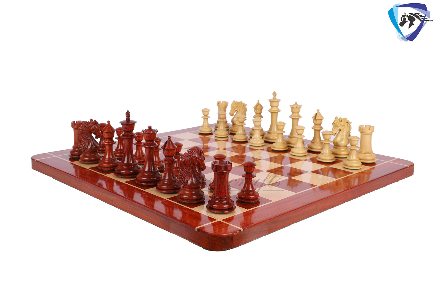 4.5" Luxury Staunton Bud Rosewood Chess pieces Set - STALLION SERIES + 23" Bud rosewood chess board (SQ: 60mm) + Leatherette Storage box