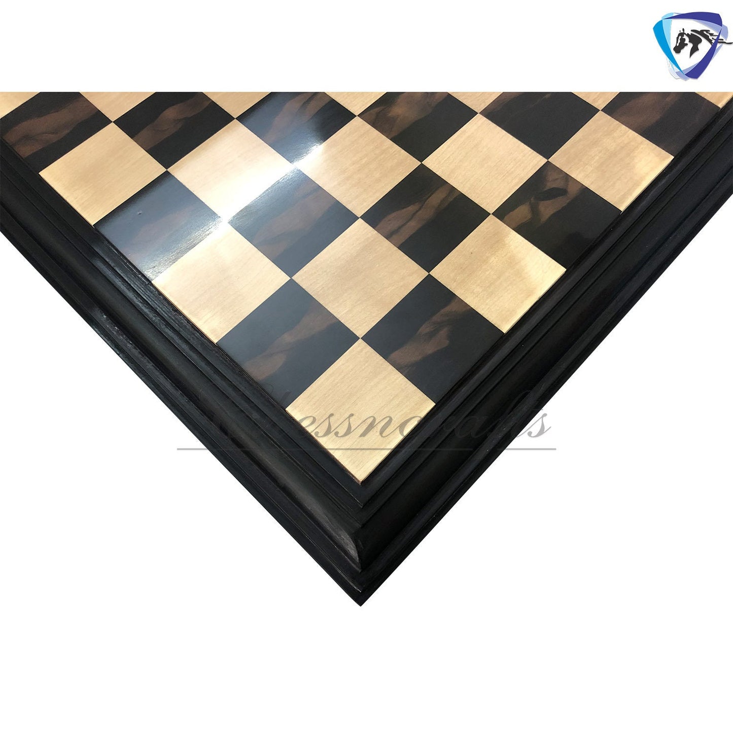 21" & 23" Ebony wood chess board STEPS BORDER ELEVATED Super fine smooth polish. Exclusive unique grain ebony wood