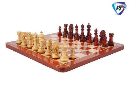 4.5" Staunton Bud Rosewood Chess pieces Set- VICTORIA CROSS - Triple Weighted + 21" Bud Rosewood Chess Board  + Leatherette storage Box.
