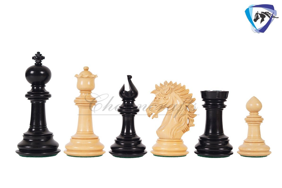 4.5" Ebonywood Staunton Chess pieces Set - VICTORIA CROSS Luxury- Triple Weighted + 21" ebonywood chess board + Leatherette storage box
