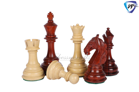 4.5" Luxury Staunton Bud Rosewood & Boxwood Chess pieces Set- COLUMBIAN Luxury- Triple Weighted 2 Extra queens- 4Q