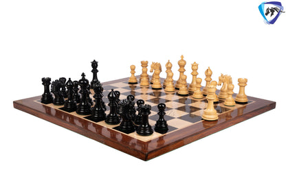 4.5" Luxury Staunton Ebonywood Chess pieces Set- PRISTINE Luxury- Triple Weighted + 23" Ebonywood Chess Board SQ:60mm + Leather Storage Box