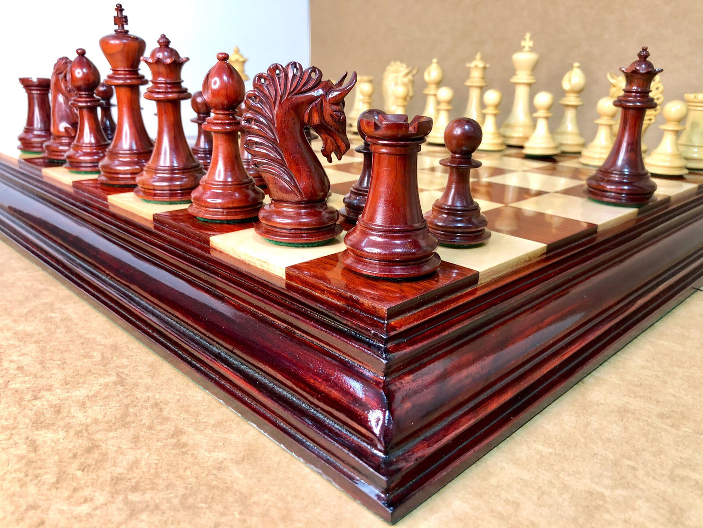 4.5" Luxury Staunton Ebonywood Chess pieces Set- ARTHUR SERIES Triple Weighted 2 Extra queens- 4Q