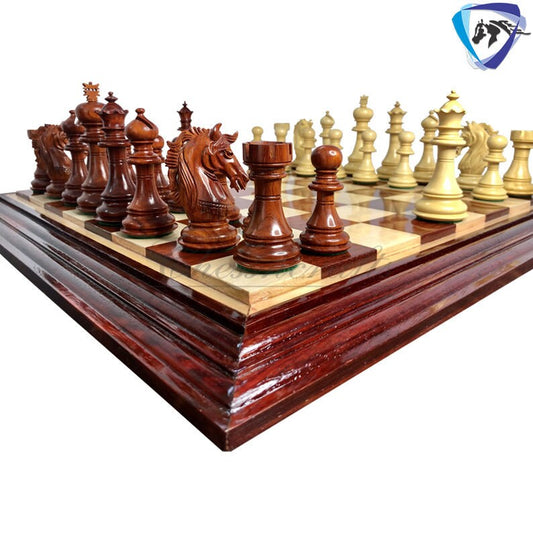 4.5" Luxury Staunton Bud Rosewood & Boxwood Chess pieces Set- Alexander Luxury- Triple Weighted 2 Extra queens- 4Q