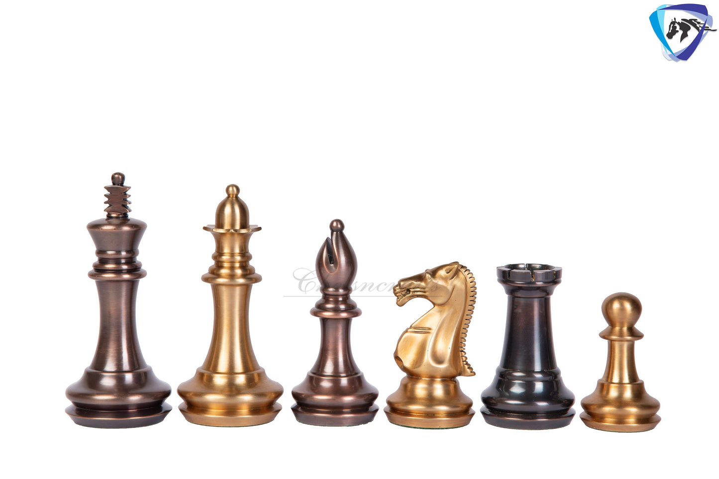 1849 Brass Staunton chess pieces set King: 4" EXCLUSIVE MATTE FINISH + 21" Ebonywood chess board(55mm) + Leather Storage box