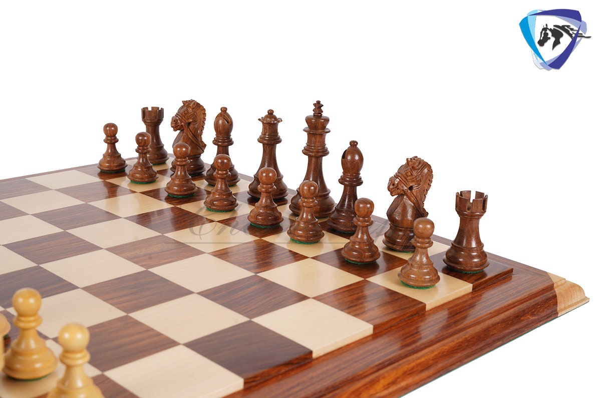 4" Rosewood Staunton chess pieces set BRIDLE SERIES Weighted + 21" Luxury Sheeshamwood Chess board