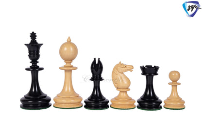 3.5" William Hallett 1860 London Reproduced Chess Pieces Set in Ebony Wood + 19" Ebonywood chess board(51mm sq) + Leatheret Storage box