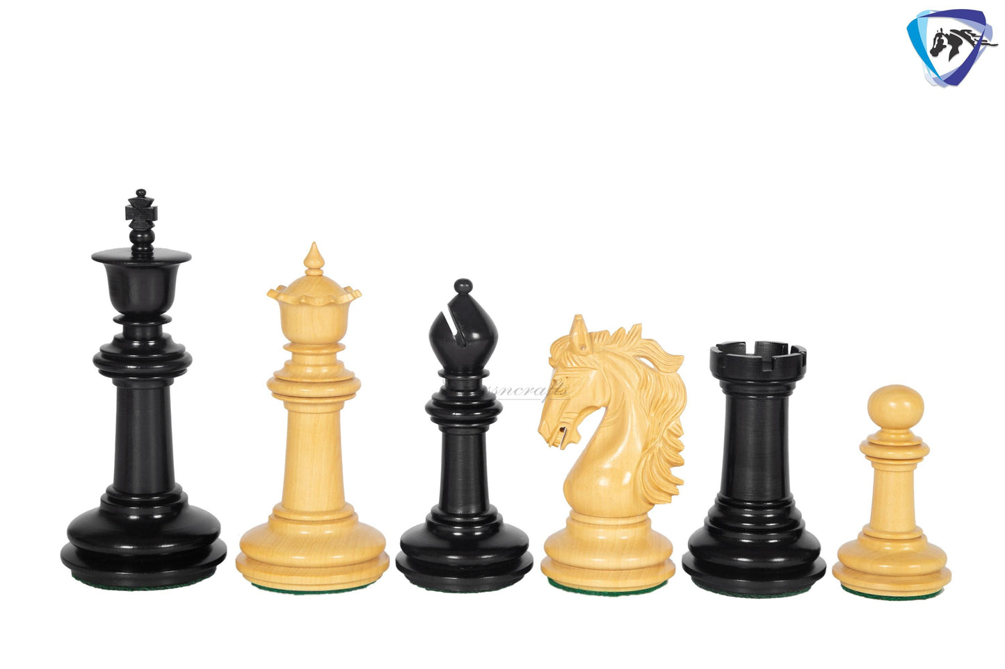 4.5" Ebony wood Staunton Chess pieces Set - STALLION VER 2.0 + 23" Ebonywood chess board (SQ: 60mm) + Leather Storage box for chess pieces