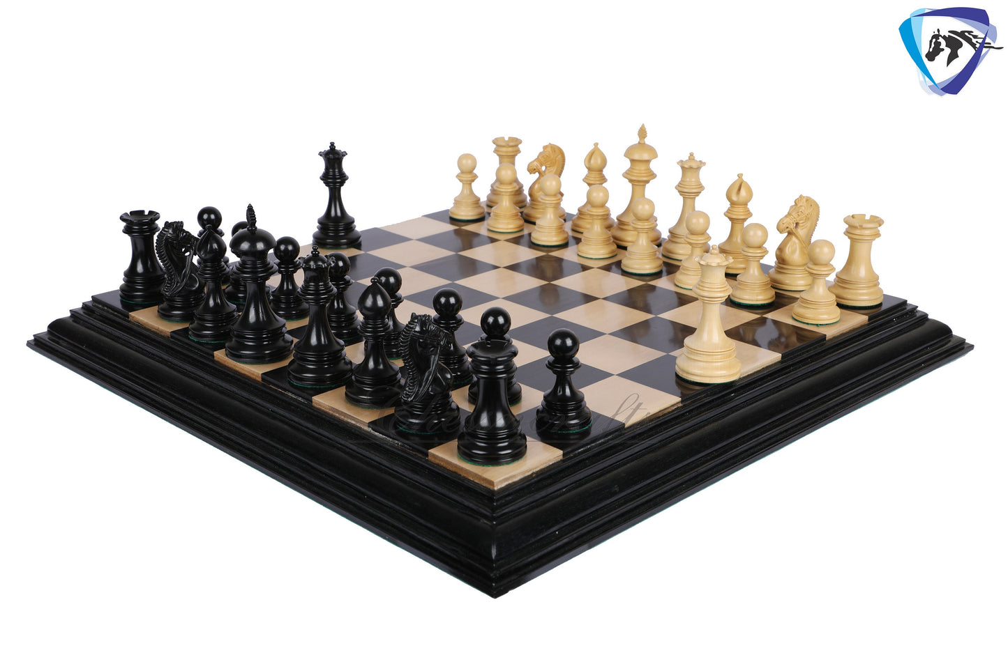 4.4" Luxury Staunton Ebony wood Chess pieces Set-ANDERSON Bridled Knight+ 21" Ebonywood chess board + Storage box for chess pieces.