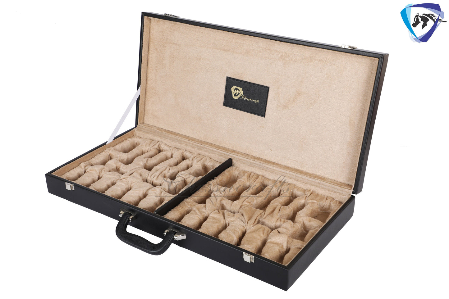 Leatherette Chess Set Briefcase Storage Box Coffer with Fixed Slots for 3.75" - 4" Pieces / Christmas Gift/ Chess Gift