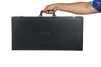 Leatherette Chess Set Briefcase Storage Box Coffer with Fixed Slots for 3.75" - 4" Pieces / Christmas Gift/ Chess Gift