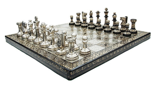 14" Brass Chess Board Set Hand Carved with Brass Staunton chess pieces with storage box | Chess Gift | Other size options: 12" & 10"