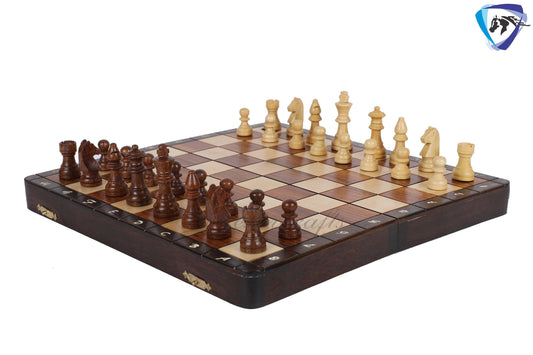 12" Folding wooden chess Magnetic Travel Chess Bord set with Extra Queens-Notations with storage bag | Antique look | BLACKFRIDAY SALE